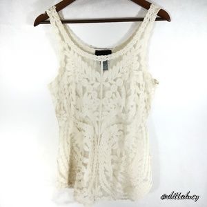 Cynthia Rowley White Lace Tank Top